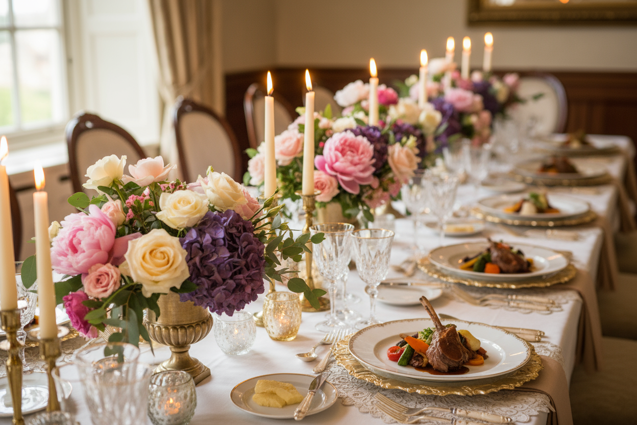 blur the plats but have food on it 